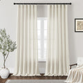 Dukiyo 120 Inch Long Linen Curtains Natural Large Tall Rod Pocket Hook Belt Window Curtains Semi Sheer Light Filtering Privacy H