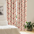 Ambesonne Mushroom Window Curtains Pack Of 2, Woodland Themed Illustration Of Spotted Toadstool Summer Season Forest Cartoon, Li