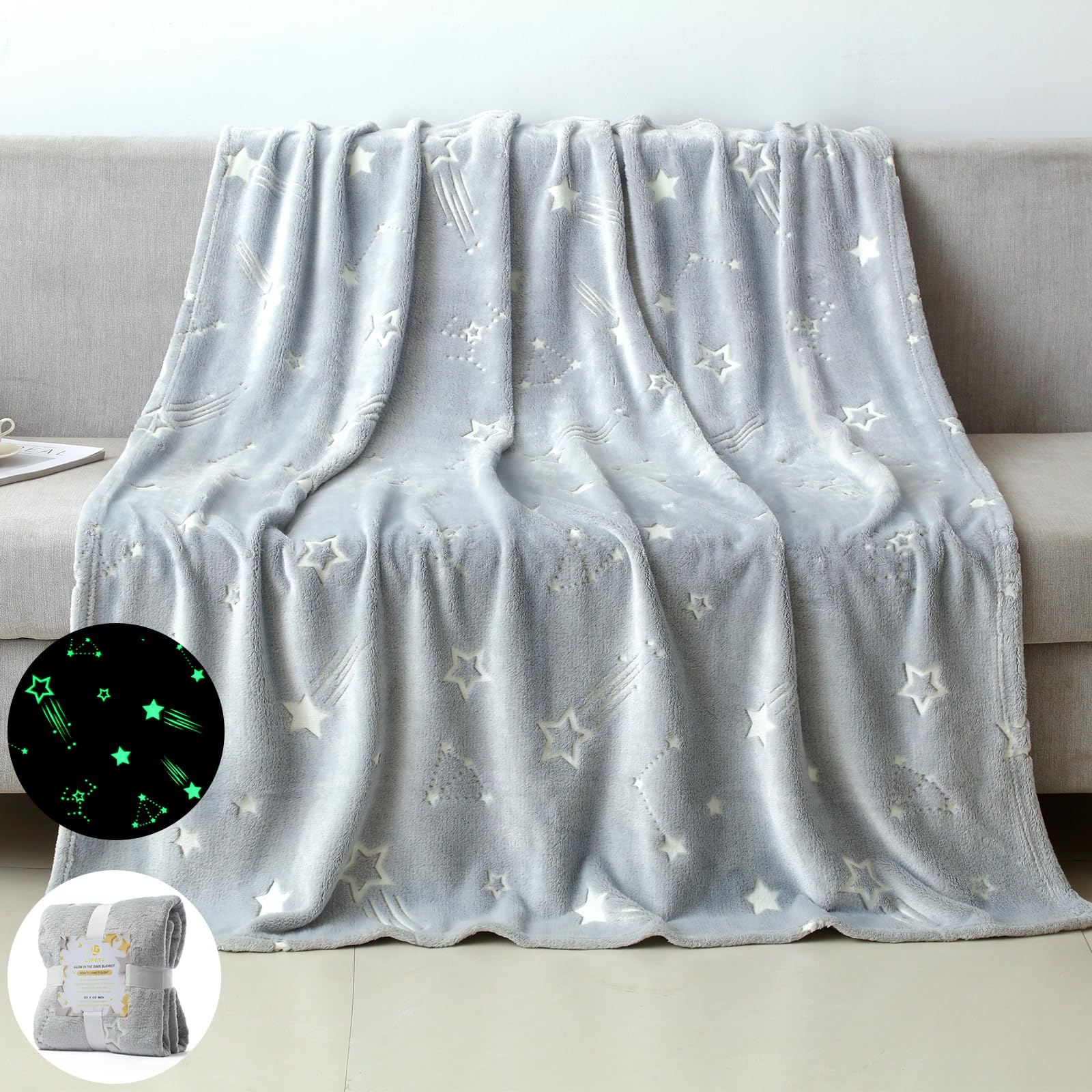 Lifeyj Glow In The Dark Blanket Stars Gifts For Girls Boys, Soft Blanket 3 4 5 6 7 8 9 10 Year Old Girl Gifts, Toddler Girls Toy