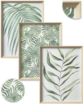 UPWOIGH Framed Green Wall Art(No Plexiglass), Palm Leaves Canvas Wall Art,16x12in Botanical Wood Bohemia Sage Wall Decor Prints 