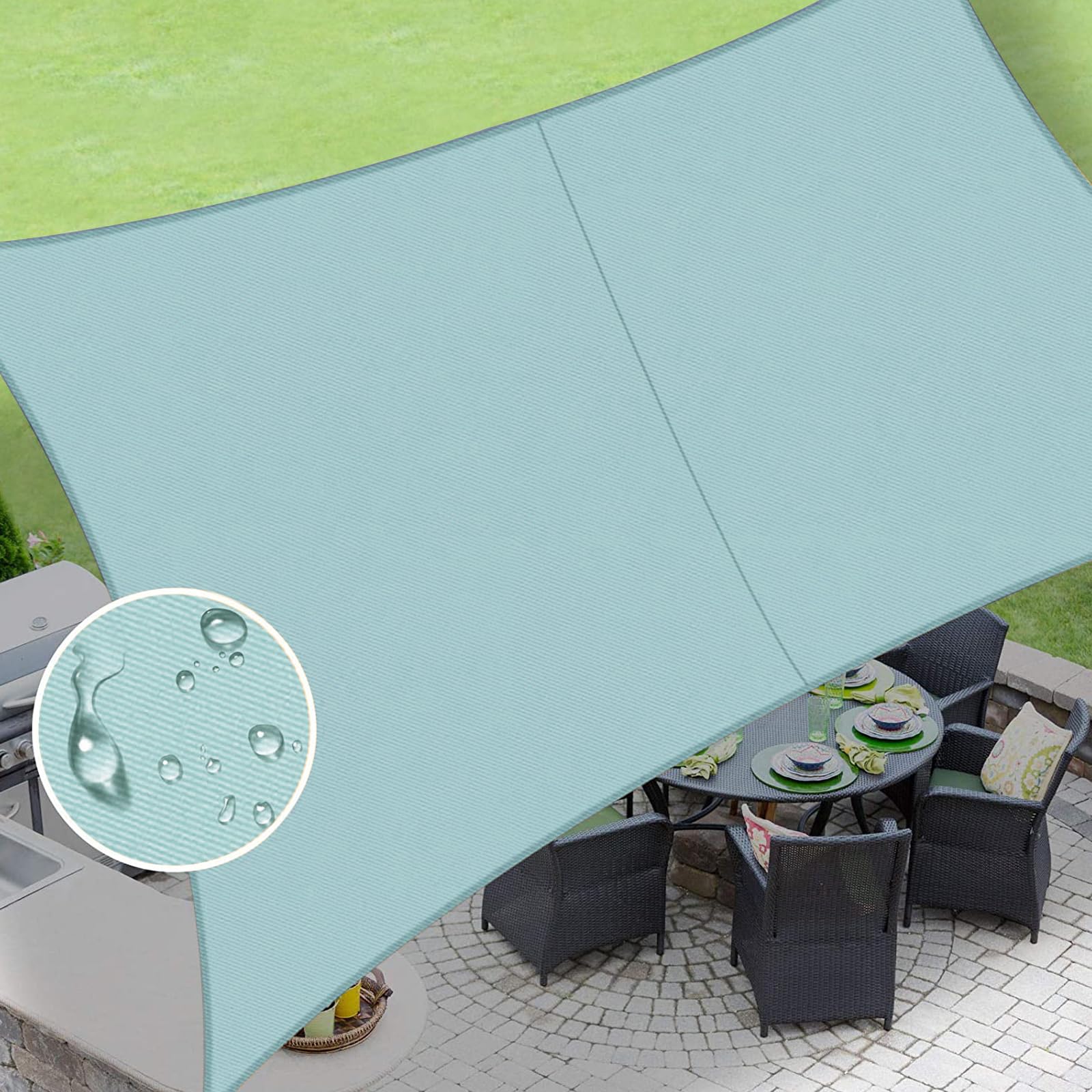 Love Story Waterproof 10 'X10 ' Rectangle Sky Blue Sun Shade Sail Cannoy Uv Resistant For Outdoor Patio Garden Backyard (We Make