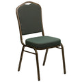 Flash Furniture HERCULES Series Crown Back Stacking Banquet Chair in Green Patterned Fabric - Gold Vein Frame