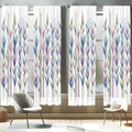 Ambesonne Leaves Window Curtains Pack of 2, Watercolor Style Tall Leafy Branches on Bar Look Striped Pastel Colorful, Lightweigh