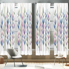 Ambesonne Leaves Window Curtains Pack of 2, Watercolor Style Tall Leafy Branches on Bar Look Striped Pastel Colorful, Lightweigh