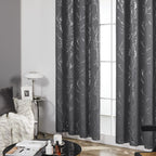Deconovo Blackout Curtains - Silver Blossoming Branch Print, Thermal Insulated, Noise Reducing, Privacy Drapes For Bedroom & Living Room (42W X 63L Inch, Dark Grey/Silver Tree Branch, 2 Panels)