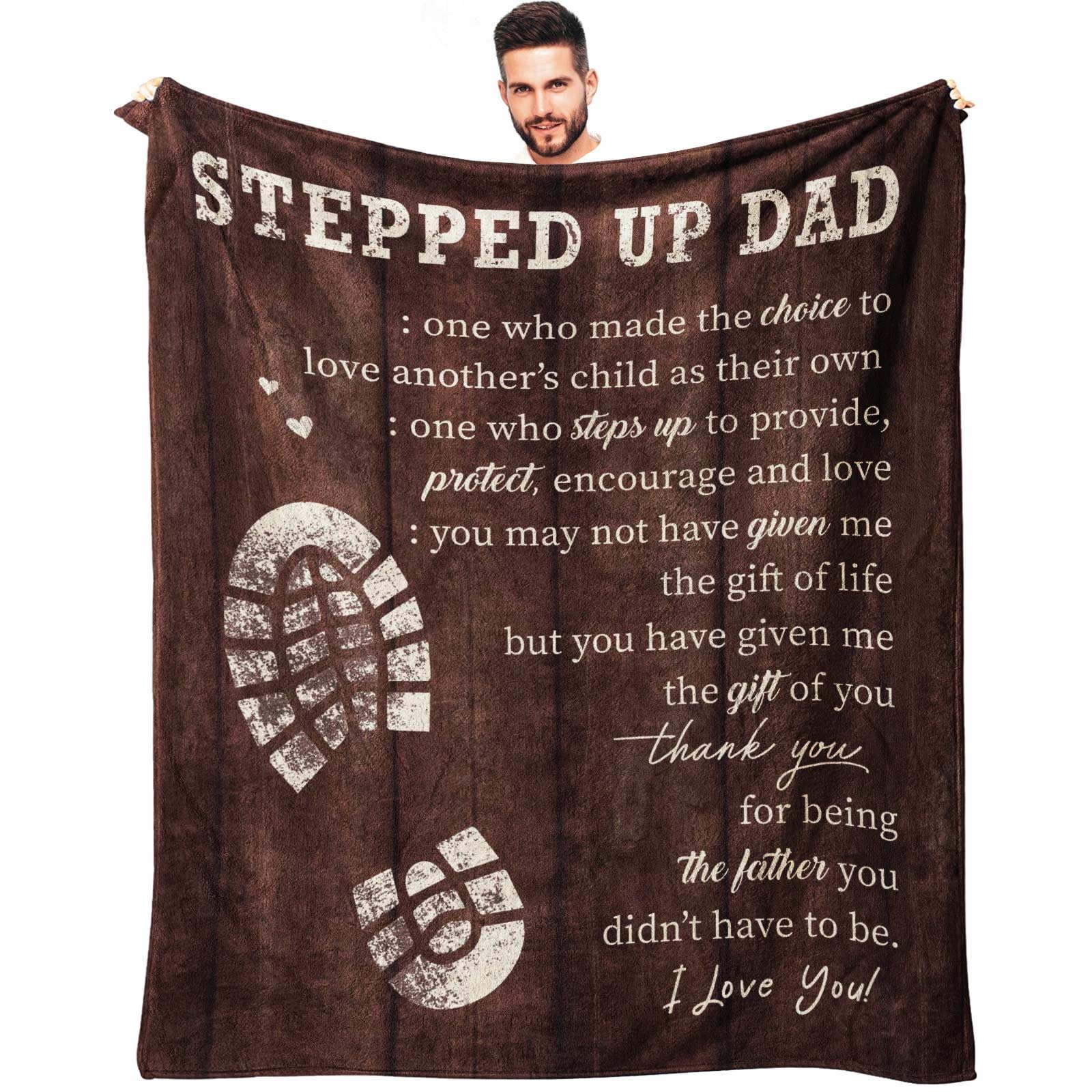 Sbangtu Bonus Dad Gifts, Step Dad Gifts From Daughter Son, To Our Bonus Dad Gift Throw Blanket 50X60, Bonus Dad Birthday Gift Id
