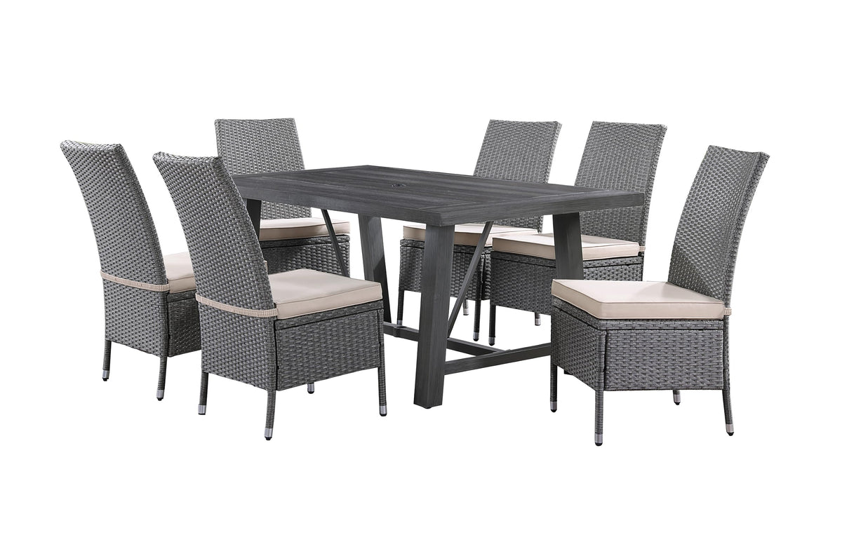 Best Quality Furniture D1000D7 Outdoor Patio Dining Set, Gray