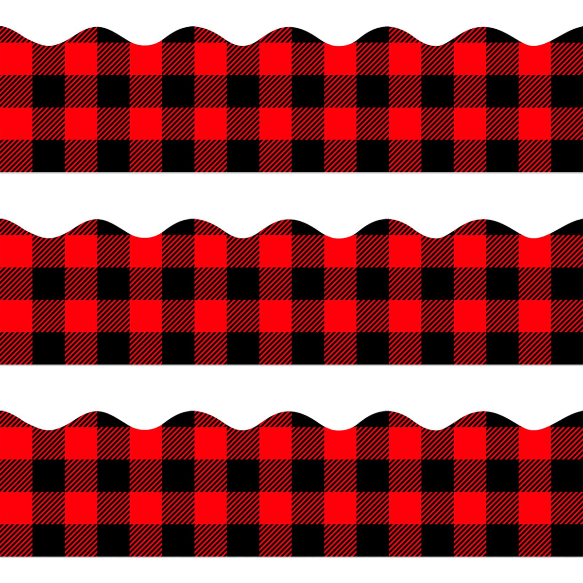 72 Feet Black Red Buffalo Plaid Bulletin Board Border Trim For Christmas Holiday Classroom Office Decoration