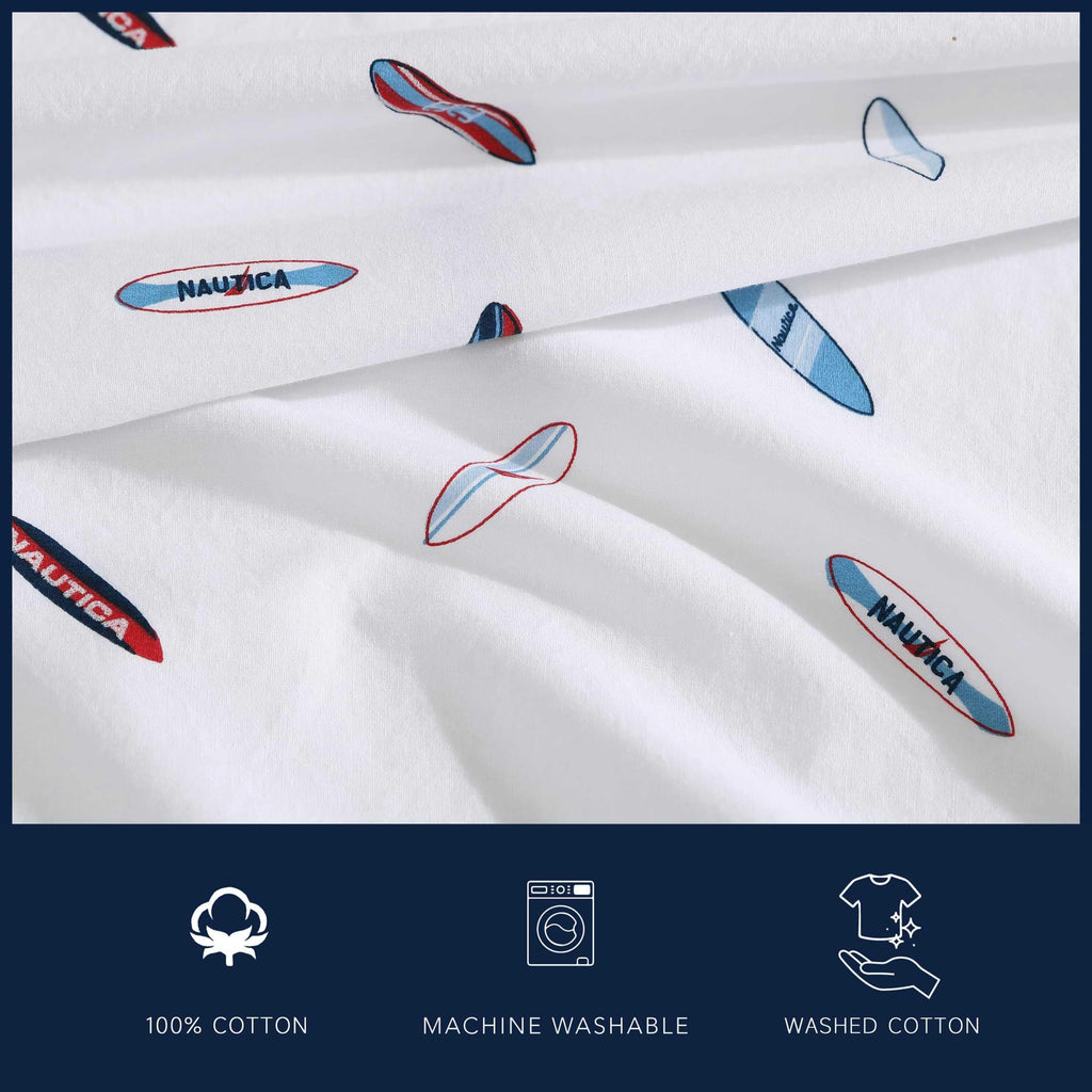 Nautica - Twin Xl Sheets, Cotton Percale Bedding Set, Casual Home Decor (High Surf Navy, Twin Xl)