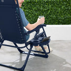 Best Choice Products Adjustable Zero Gravity Chair, Monochromatic Color Folding Patio Recliner W/Side Tray, Headrest - Navy
