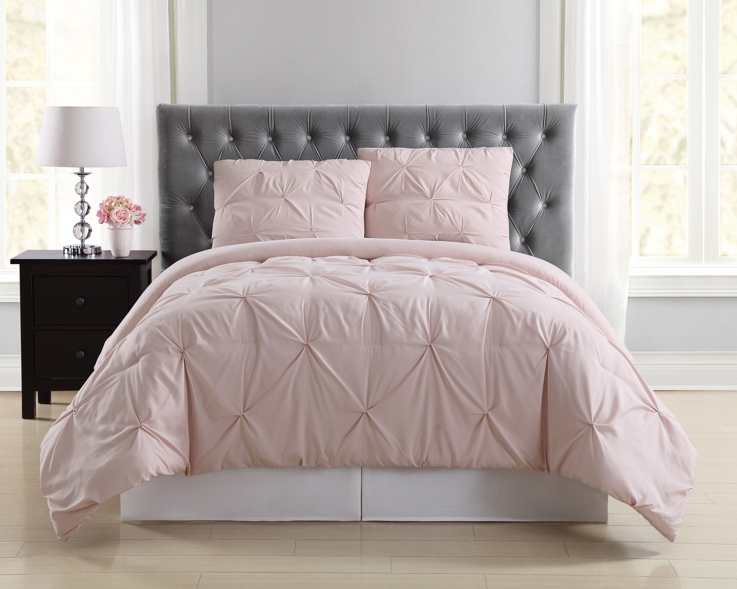 Truly Soft Everyday Pleated Duvet Set, Full/Queen, Blush