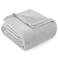 Pavilia Light Gray Throw Blanket For Couch, Twin Bed, Soft Fleece Throws For Sofa Chair, Fuzzy Waffle Textured Blanket, Cozy War