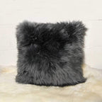 HomeRoots Kitchen 18' x 18' x 5' Gray Sheepskin Pillow with Hidden Zipper Closure - 2 Pack