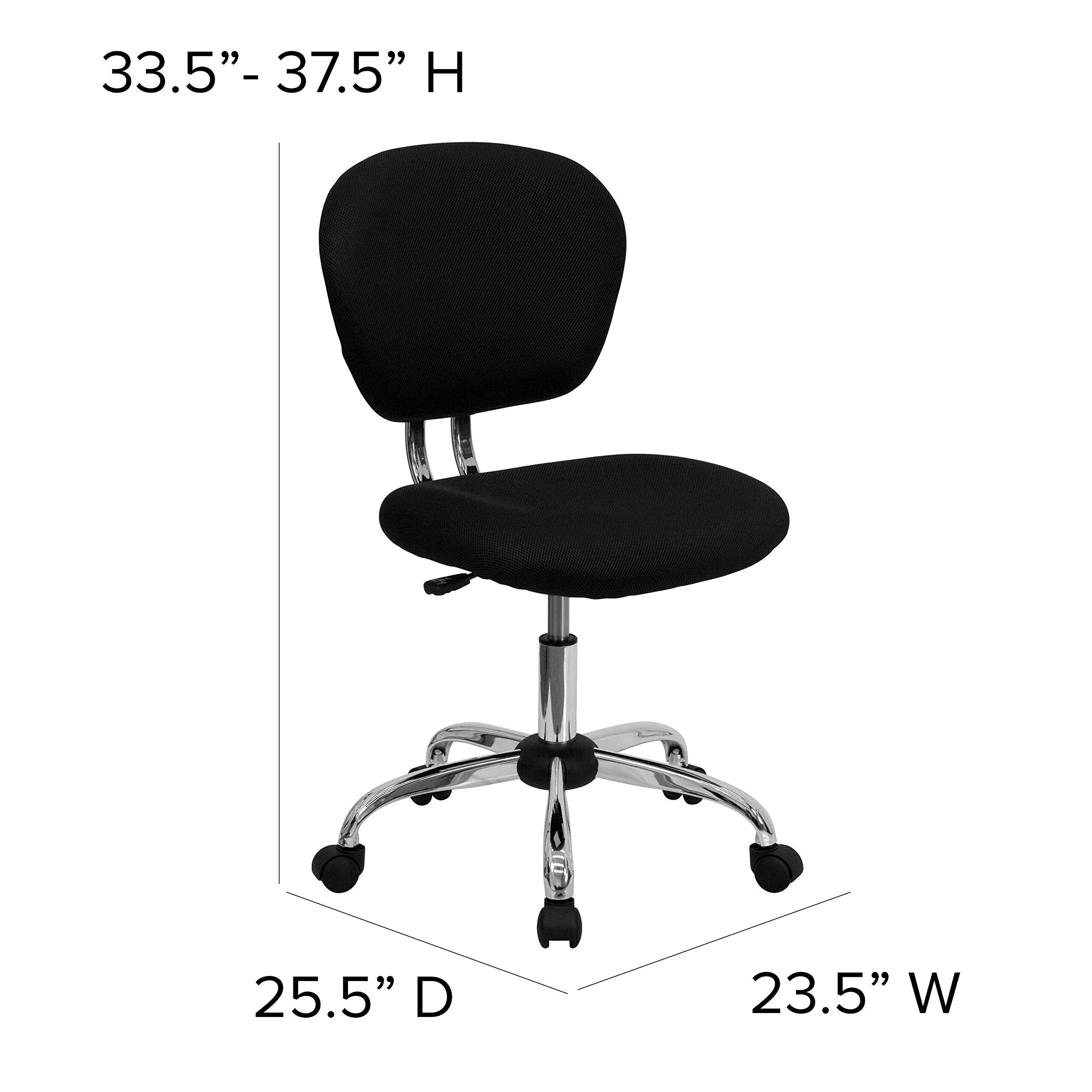 Flash Furniture Beverly Mid-Back Swivel Mesh Office Chair with Padded Seat, Height-Adjustable Ergonomic Padded Office Desk Chair, Black/Chrome