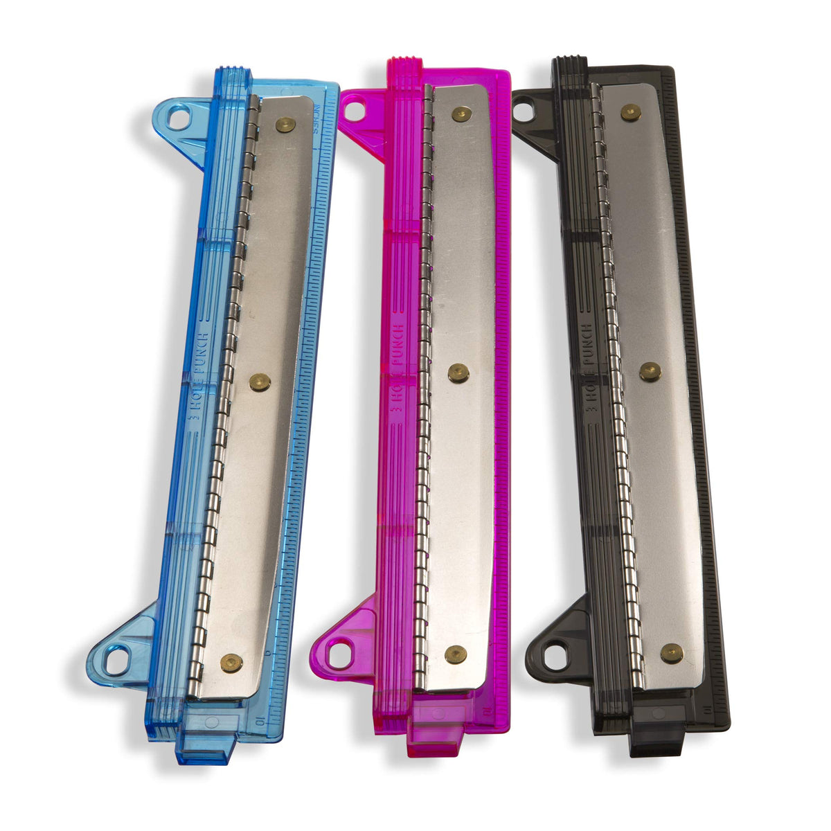 Officemate Ring Binder Hole Punch, Pink,Teal,Smoke, Pack Of 3 (90114)