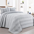 Hombys 128X120 Seersucker Patchwork Oversized King Quilt Set, Lightweight Plaid Bedspread Coverlet Set, All Season Bohemian Home