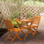 East West Furniture MNDK3CWNA Marion 3 Piece Patio Bistro Set Contains a Round Outdoor Acacia Wood Coffee Table and 2 Folding Side Chairs, 30x30 Inch, Natural Oil