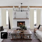 Shineland 100% Blackout Curtains Boho Short Length Window Curtains For Bedroom Bathroom,52 Wide X 45 Inch Long 2 Panels Set,Crea