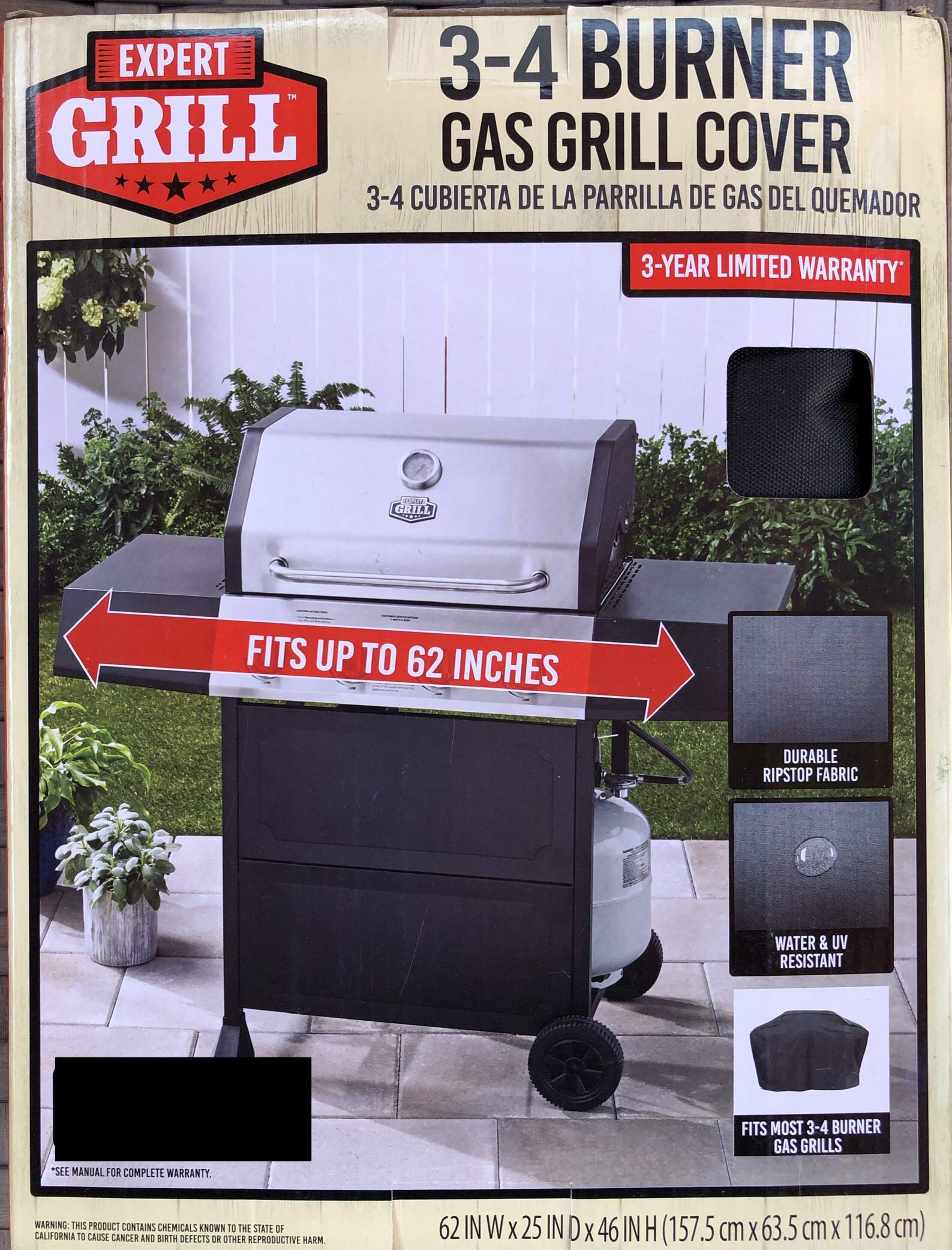 Expert Grill 3-4 Burner Gas Grill Cover Fits Up To 62'