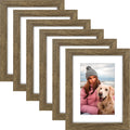 AUEAR, 6x8 Picture Frames Set of 6, with Mat for 4x6 or 6x8 without Mat, Composite Wood Gallery Photo Frames with Plexiglass, Wa