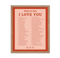Poster Master I Love You Poster - Ways to Say I Love You Print - Trendy Art - Valentines Day Gift for Men, Women, Couples, Lover