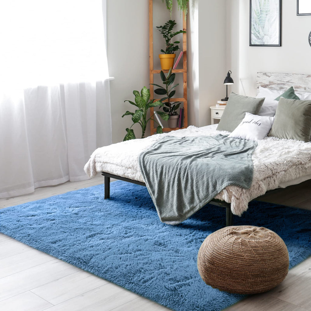 Amearea Premium Soft Area Rug 4X5.3 Feet, Blue Rugs For Living Room, Fluffy Carpet For Bedroom Nursery Playroom Teen Home Decor,