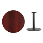 Flash Furniture Graniss 36'' Round Mahogany Laminate Table Top with 24'' Round Table Height Base