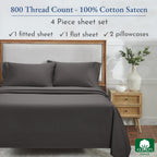 California Design Den Luxury 100% Cotton Sheets King Size Sheet Set - Buttery Soft 800 Thread Count - Beats Fake Egyptian Claim, Bedding Set With Durable Deep Pocket Fitted Sheet (Grey)