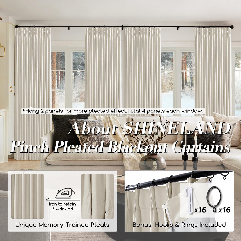Shineland Insulated Window Coverings Warm Curtains For Winter,Window Treatments Energy Saving Room Noise Blocker Draft Blocking Curtains,(40 X 102 Inches Long,Beige)