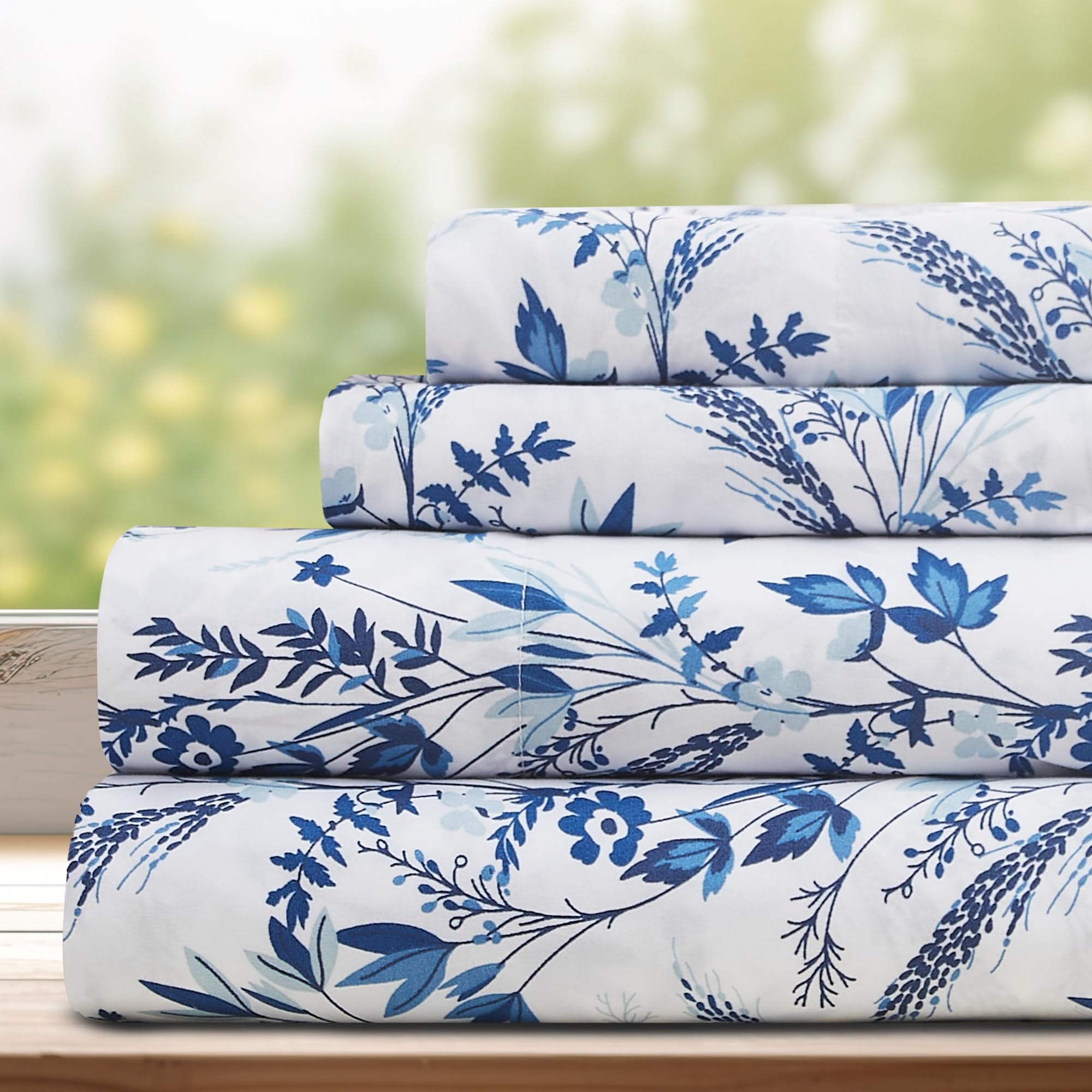 Dreamcare Queen Size Sheets - Floral Sheets Queen Size Bed Set - 4Pcs Queen Sheet Set - Cooling Bed Sheets - Queen Size Sheet Se