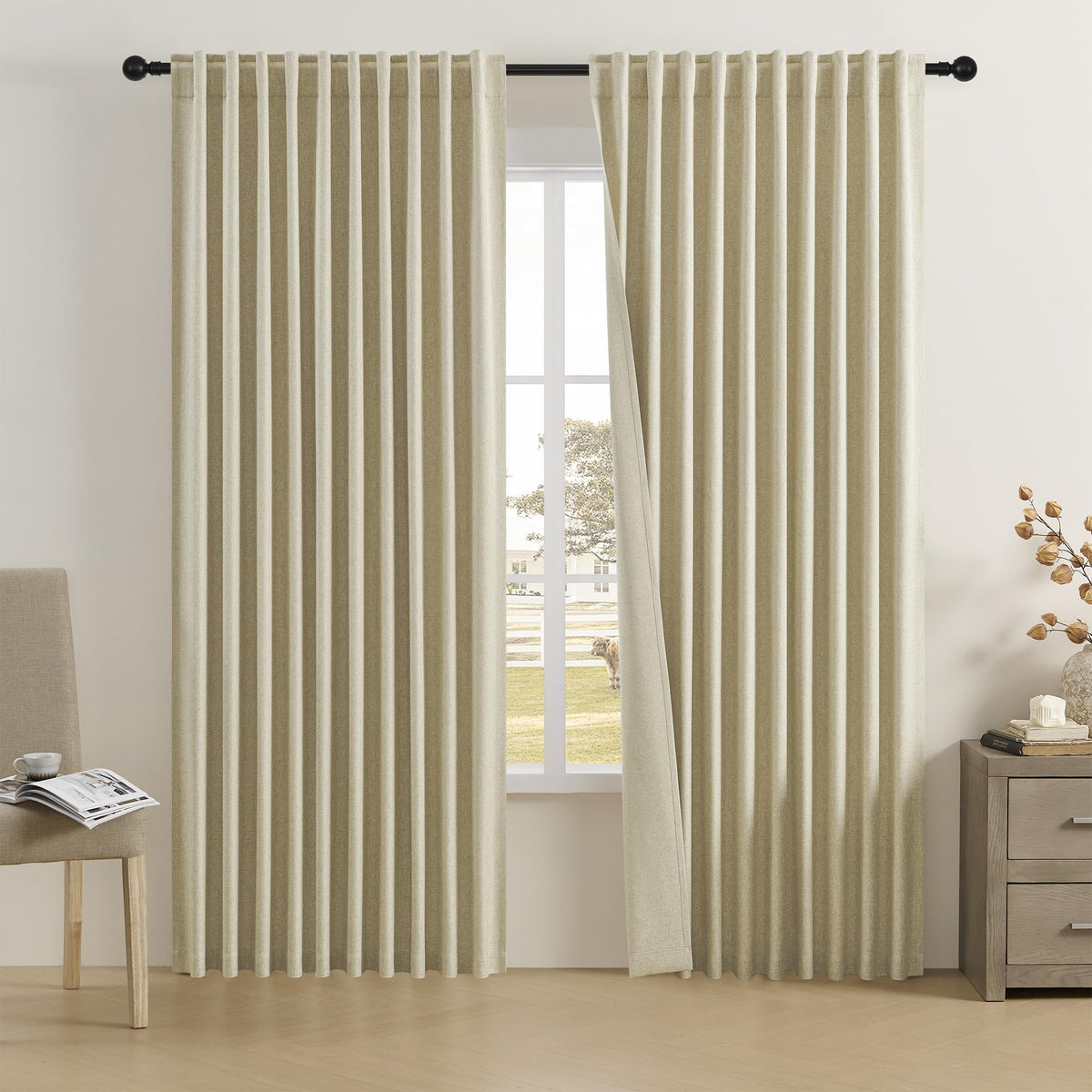Dualife 84 Inch Wide Blackout Curtains -96 Inch Wide Vertical Backdrop Drapes For Sliding Glass Patio Door,High Ceiling Curtains
