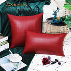 Brawarm Christmas Red Leather Throw Pillows 22 X 22 Inches, Snake Leather Pillow Covers Pack Of 2, Faux Leather Decorative Pillo