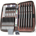 Stageek 30Pcs Metal Mechanical Pencil Set With Leather Case, 0.5/0.7/0.9/2.0Mm Art Drafting Pencils, 16 Tubes Graphite Leads (6B