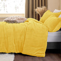 Chixpace Fluffy Comforter King Set - Furry Yellow Leaves Pattern Faux Fur Bed Set, Winter Ultra Soft Fuzzy Comfort Set, Velvet B