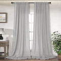 Light Grey Long Curtains 108 Inch Length For Living Room Dining 2 Panels Set Back Tab Loop Pocket Drape Semi Privacy Sheer Linen