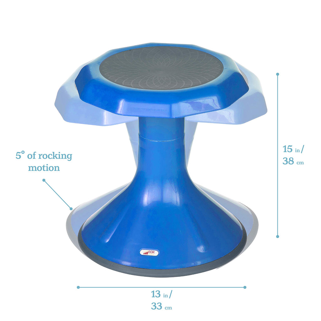 Ecr4Kids Ace Active Core Engagement Wobble Stool, 15-Inch Seat Height, Flexible Seating, Blue