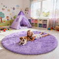 yulidayang Purple Fluffy Round Area Rugs for Bedroom,5'X5'Shag Circle Area Rugs for Girls Room,Non Slip Fuzzy Plush Rug for Kids