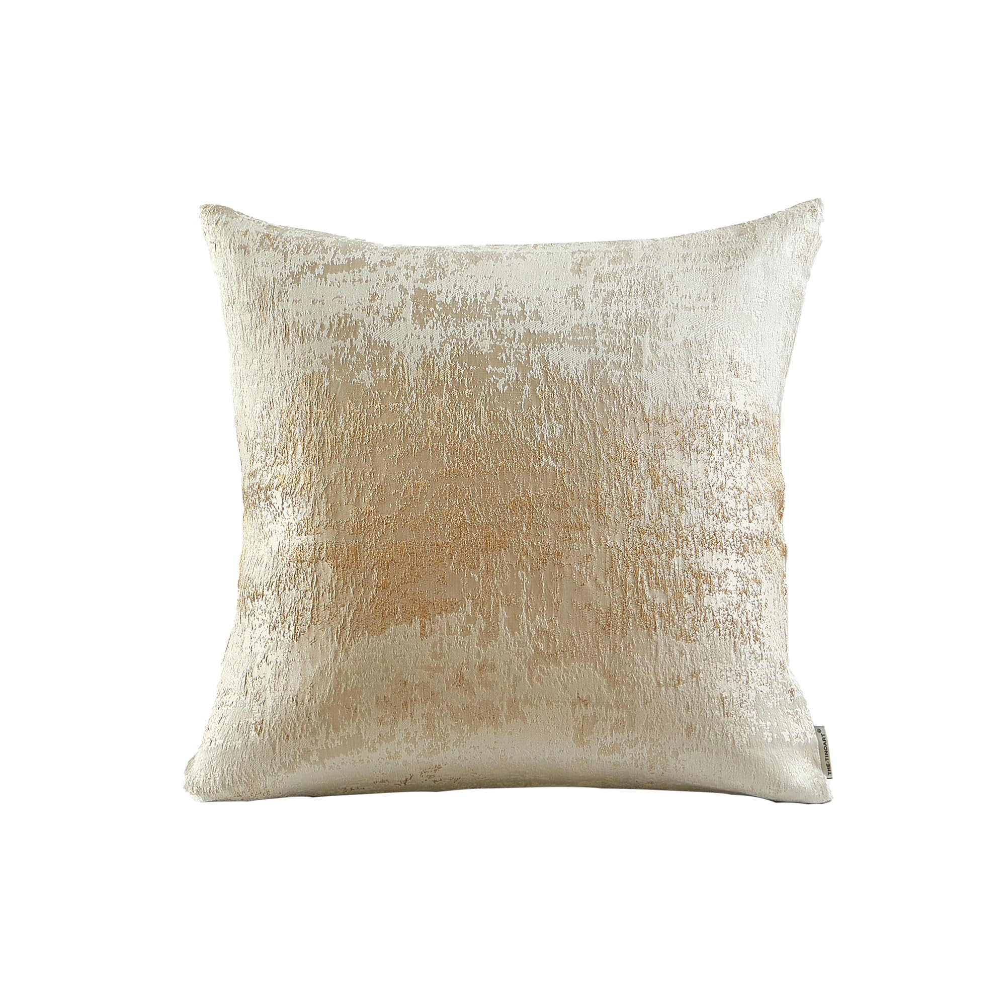 The-Tinoart Cream Gold Throw Pillow Covers 22'X22' Splashed Gold Cream Jacquard Pillow Covers Reversed Cream White Velvet Squa