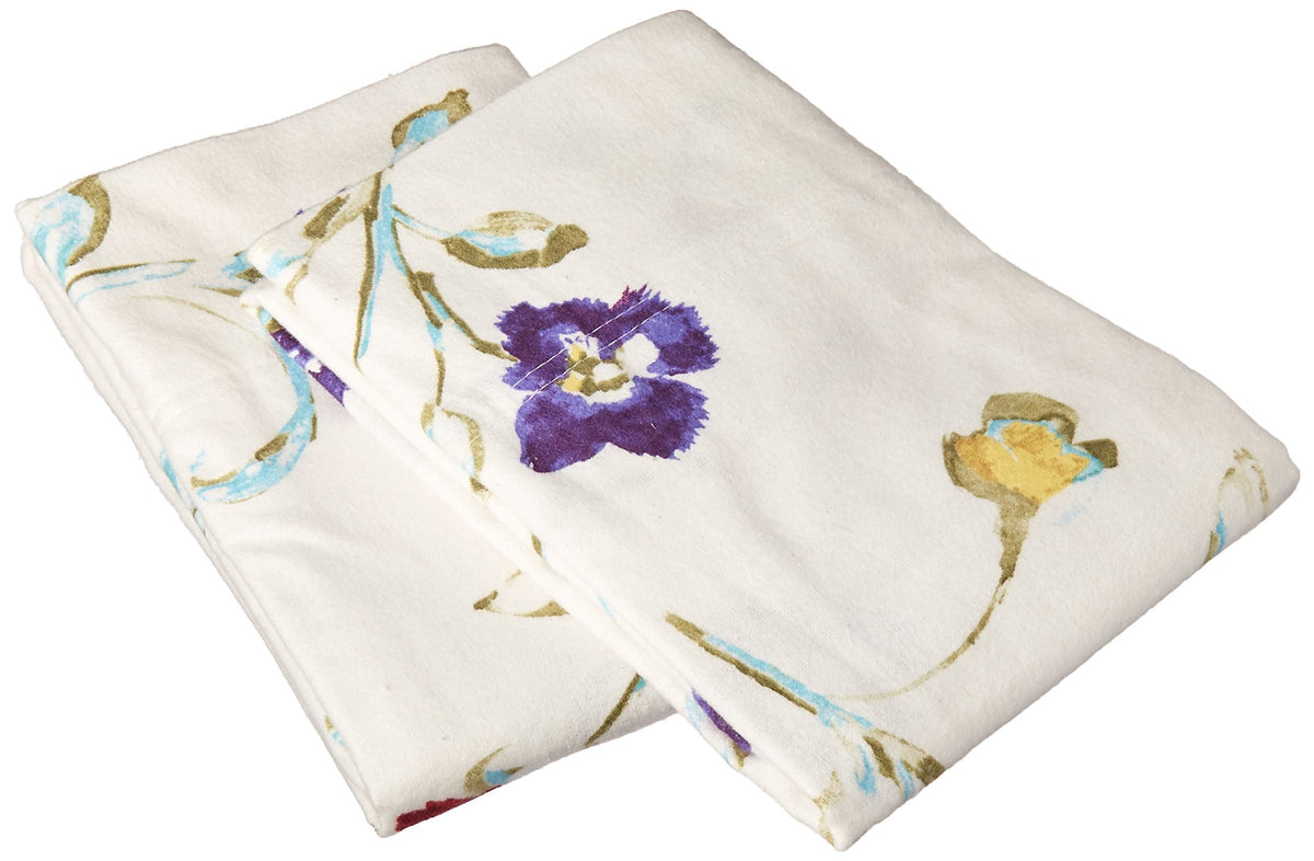 Tribeca Living Flfg170Pcst Printed 170-Gsm Cotton Flannel Pillowcases, Standard, Floral Garden