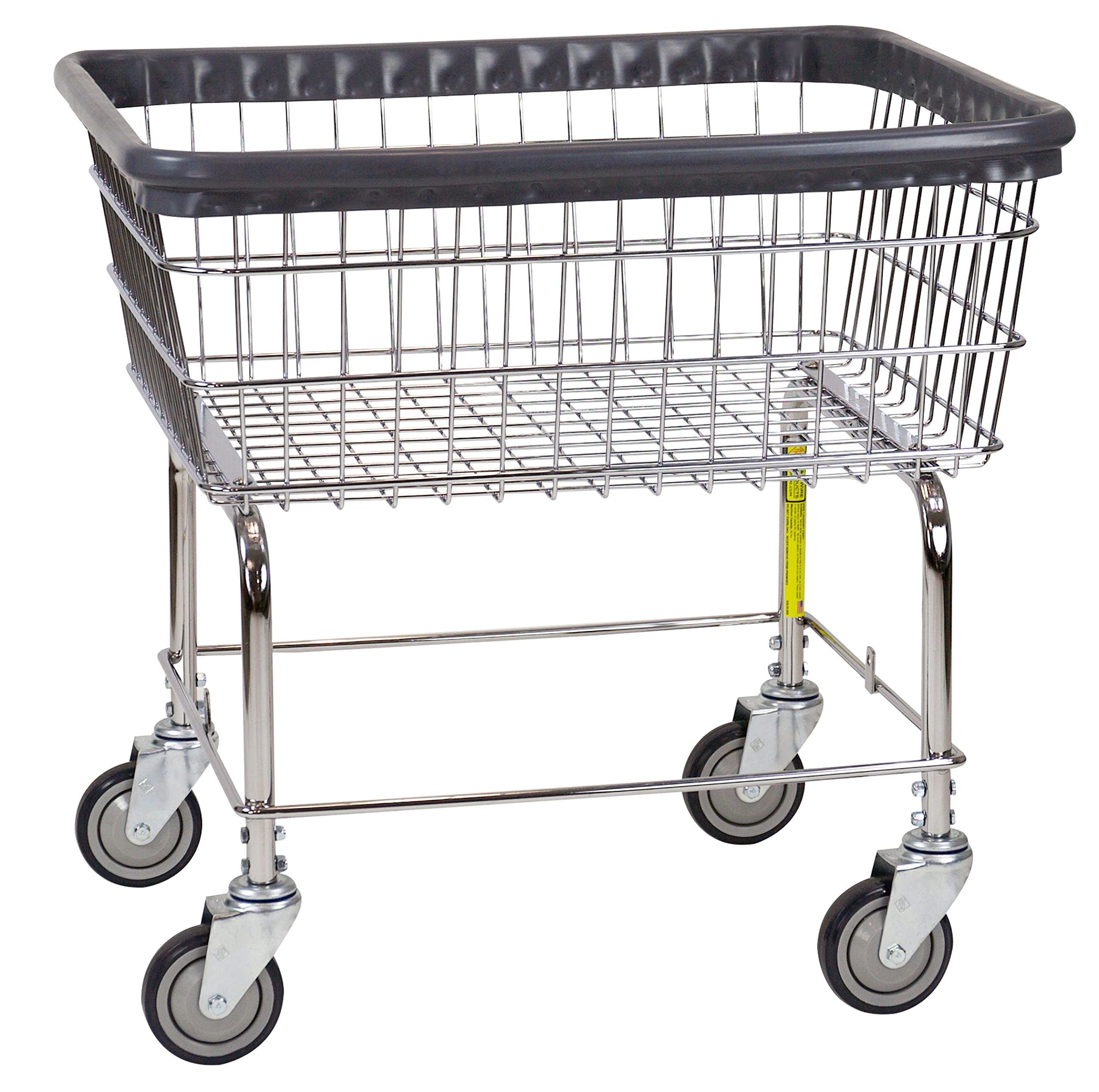 R&B Wire 96B Light Duty Rolling Wire Laundry Cart | 2.5 Bushel | Steel Frame with Chrome Finish | Air Cushion Bumper | 4 Smooth 