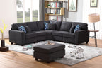 Lilola Home Jocelyn Dark Gray Woven 6Pc Modular L-Shape Sectional Sofa with Ottoman