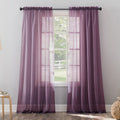 No. 918 Erica Crushed Sheer Voile Rod Pocket Curtain Panel, 51 x 63, Purple