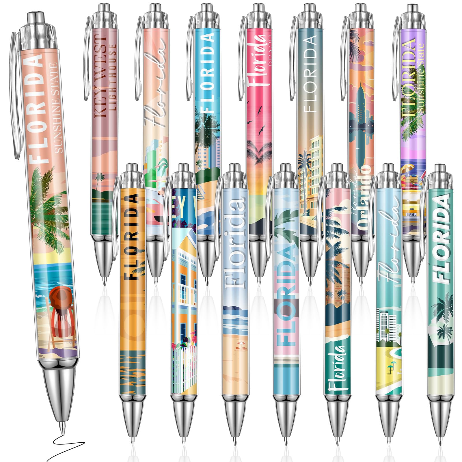 Sayglossy 15 Pcs Florida Travel Ballpoint Pens Florida Souvenirs Gifts American Travel Pen Bulk Retractable USA Souvenirs for Of