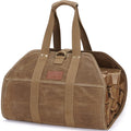 INNO STAGE Canvas Wood Carriers Fire Wood Log Tote Bag, Waxed Canvas Hay Hauling for Fireplace, Round Woodpile Carrying for Tubu