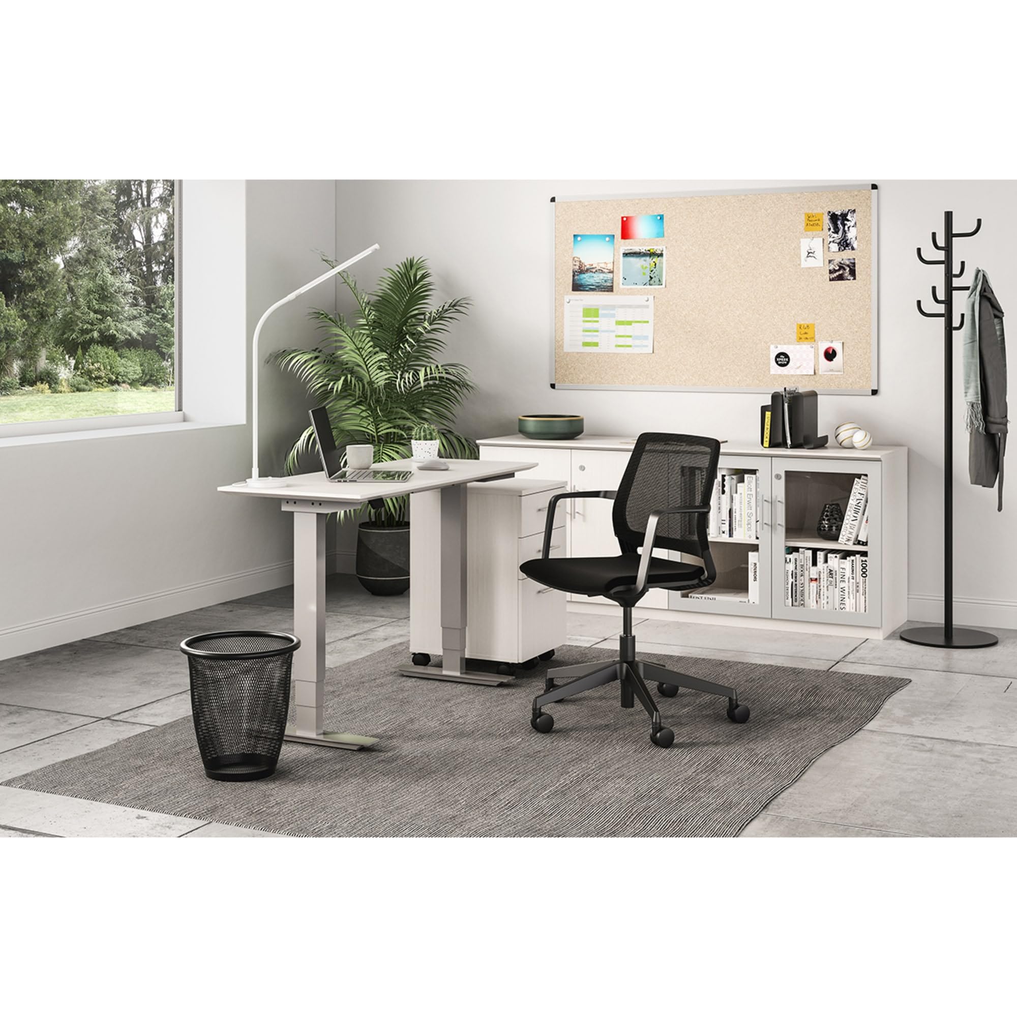 Safco Medina Modern Rolling Swivel Conference Chair, 5 Star Base Wheels for Stability and Easy Rolling, Adjustable Height, Black Mesh Back