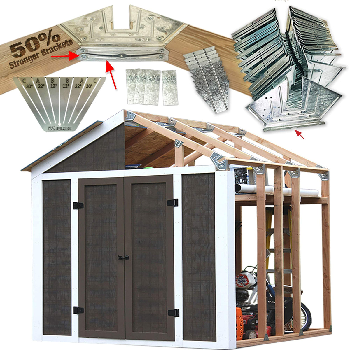 Ezbuilder 50 Structurally Stronger Truss Design Shed Builds 6In - 14In Widths Any Length Storage Garage Playhouse Easy Framing K