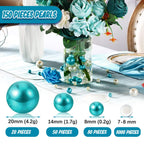 Lake Blue Floating Pearls | 150Pcs Lake Blue Pearls Bead For Centerpieces Vases, Lake Blue No Hole Beads | 8/14/20 Mm Floating B