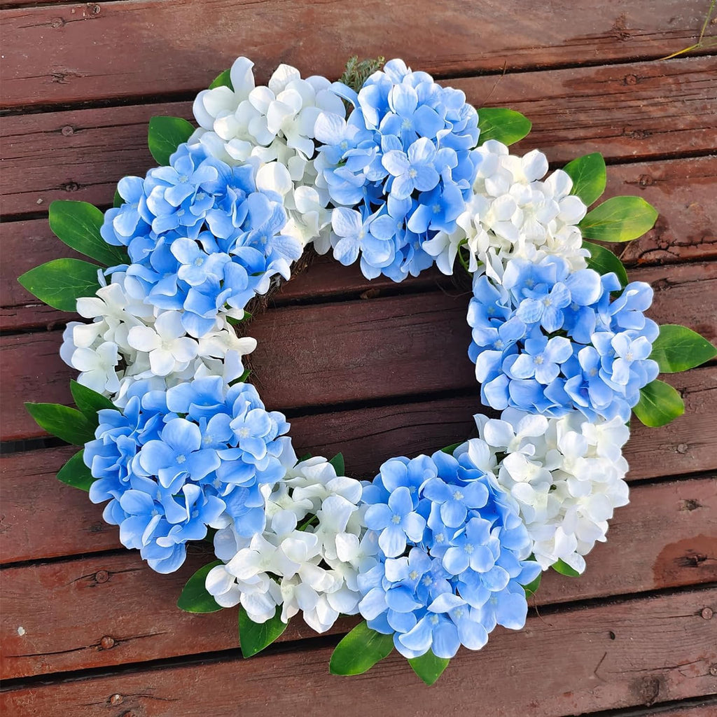 Cherica Blue Hydrangea Artificial Flowers Bulk, 40 Pcs Faux Hydrangea Flowers Heads, Artificial Fake Silk Hydrangea Flowers With