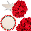 WovWeave Carnation Crochet Knitted Blanket - 43.3 inch Finished Red Floral Bloomy Bouquet Blanket for Women Birthday Gift Annive