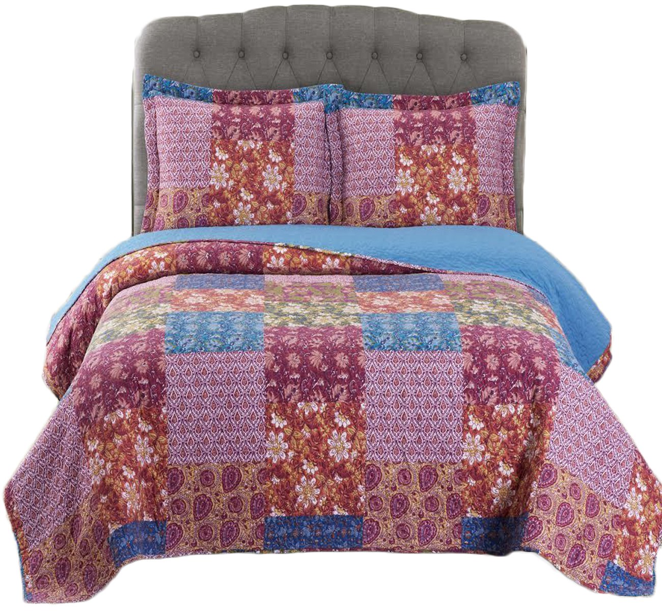 Royal Tradition Kenzy Reversible Coverlets, Twin Xl Over-Sized 2Pc Quilt Set (68-Inch Wide X 90-Inch Long) Lightweight Bedspread